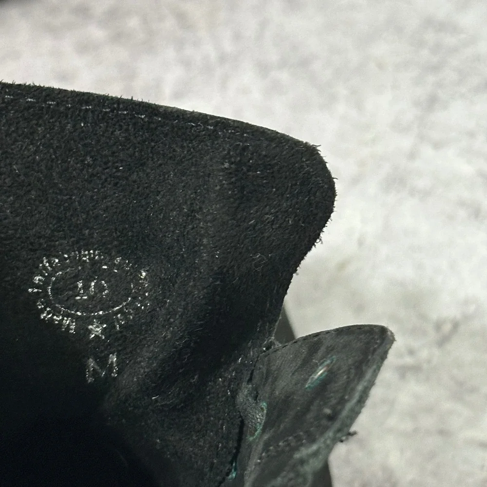 John Fluevog Henley Boots Mens 10 Black Suede Square Toe Lace Up Ankle Boots
